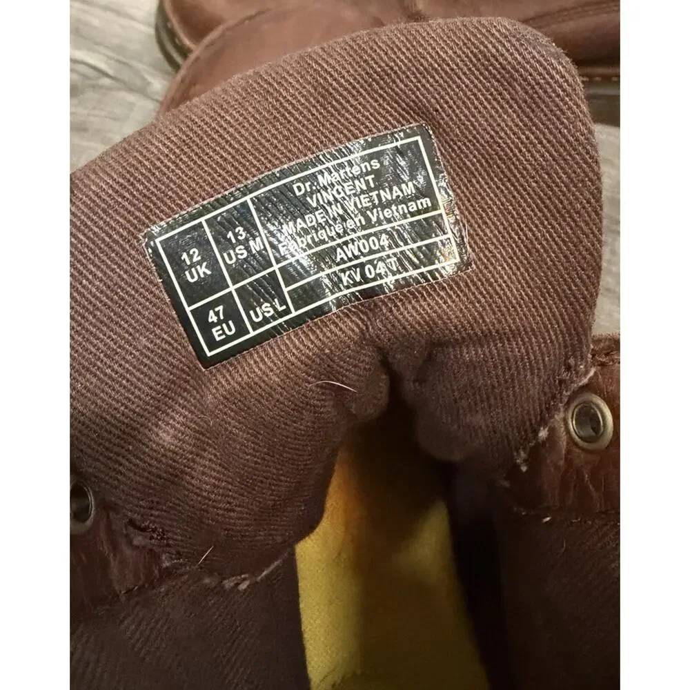 Dr Martens Mens 13 Brown Leather Lace Up Combat Work Boots SoftWair AW004